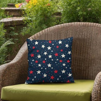 Red and White Stars on Navy Blue Patriotic Indoor-Outdoor Pillow