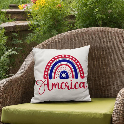 America Red White Blue Rainbow Patriotic Indoor-Outdoor Pillow