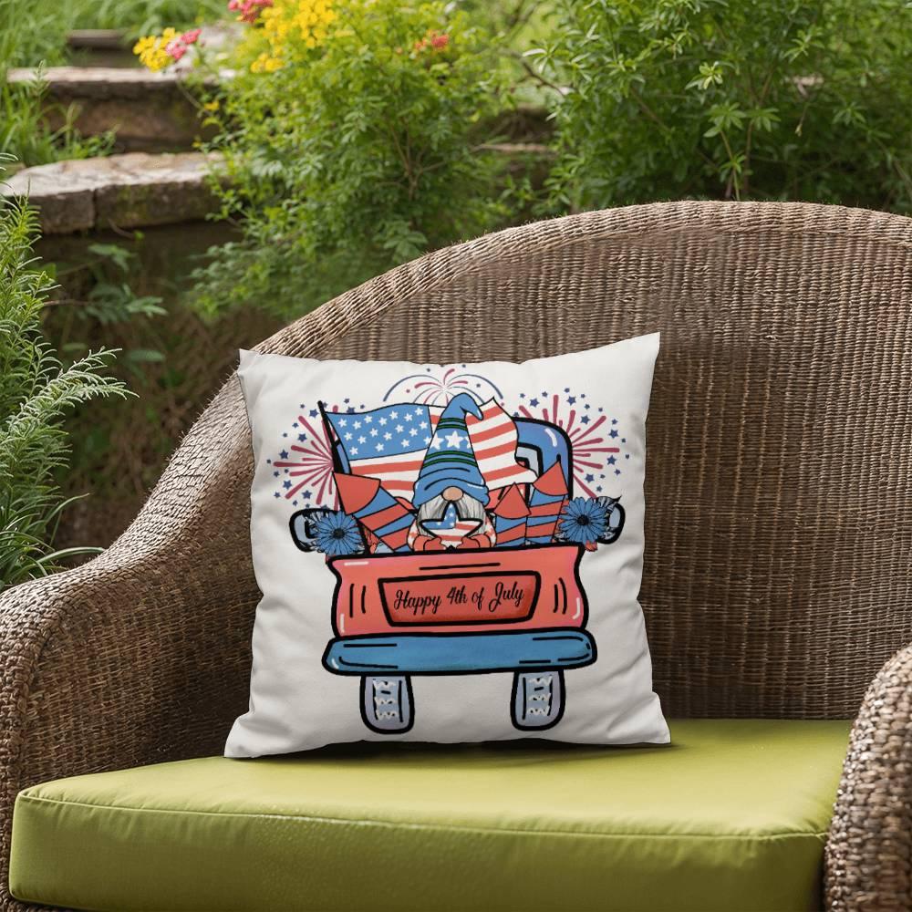 Fourth of July Gnome Parade Patriotic Indoor-Outdoor Pillow