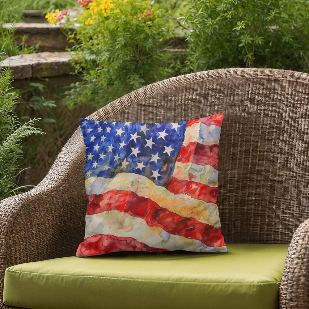 Old Glory American Flag Patriotic Indoor-Outdoor Home Decor Pillow