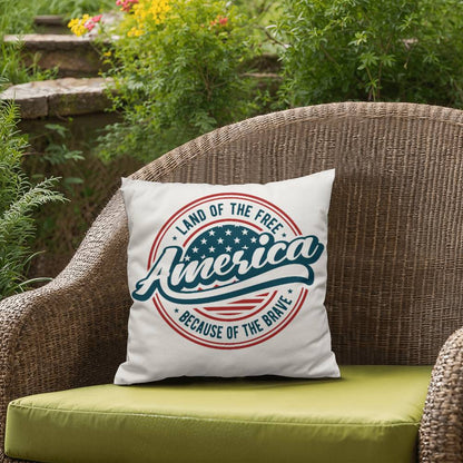 America Land of the Free Patriotic Indoor-Outdoor Pillow