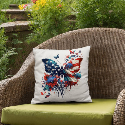 American Flag Patriotic Butterfly Indoor-Outdoor Pillow