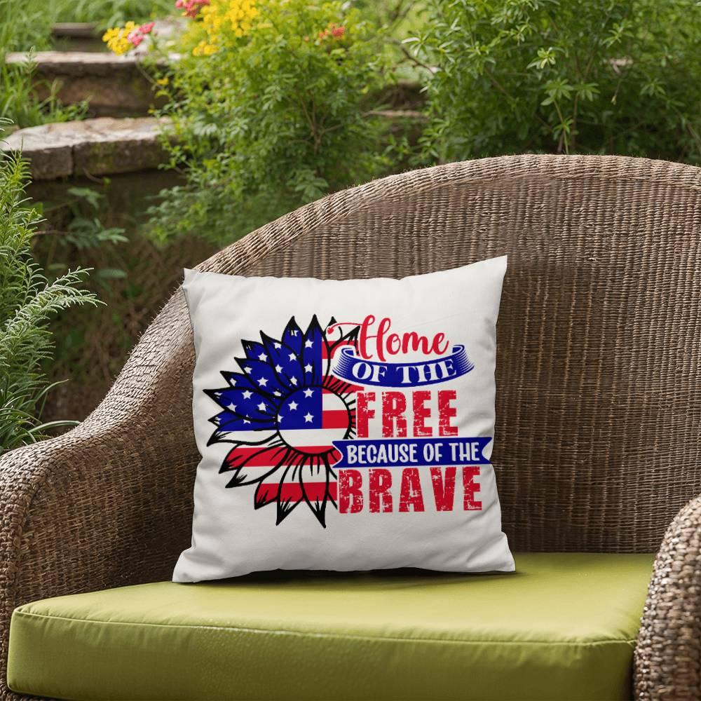 Home of the Free Because of the Brave Patriotic Indoor-Outdoor Pillow