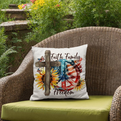 Faith Family Freedom Patriotic Indoor-Outdoor Pillow