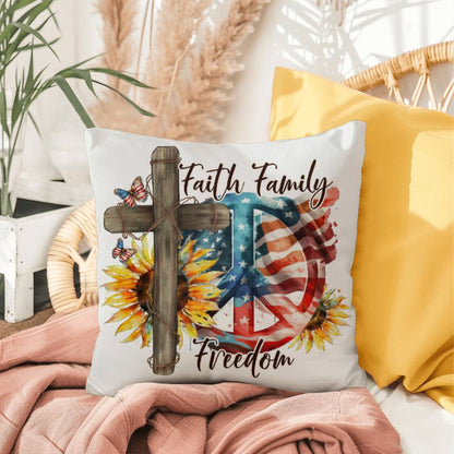 Faith Family Freedom Patriotic Indoor-Outdoor Pillow