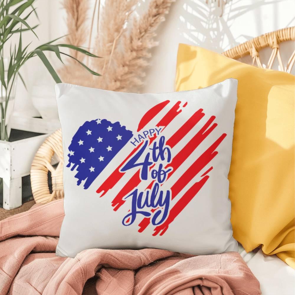 Happy 4th of July Patriotic Heart Comfy Indoor-Outdoor Pillow