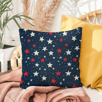 Red and White Stars on Navy Blue Patriotic Indoor-Outdoor Pillow