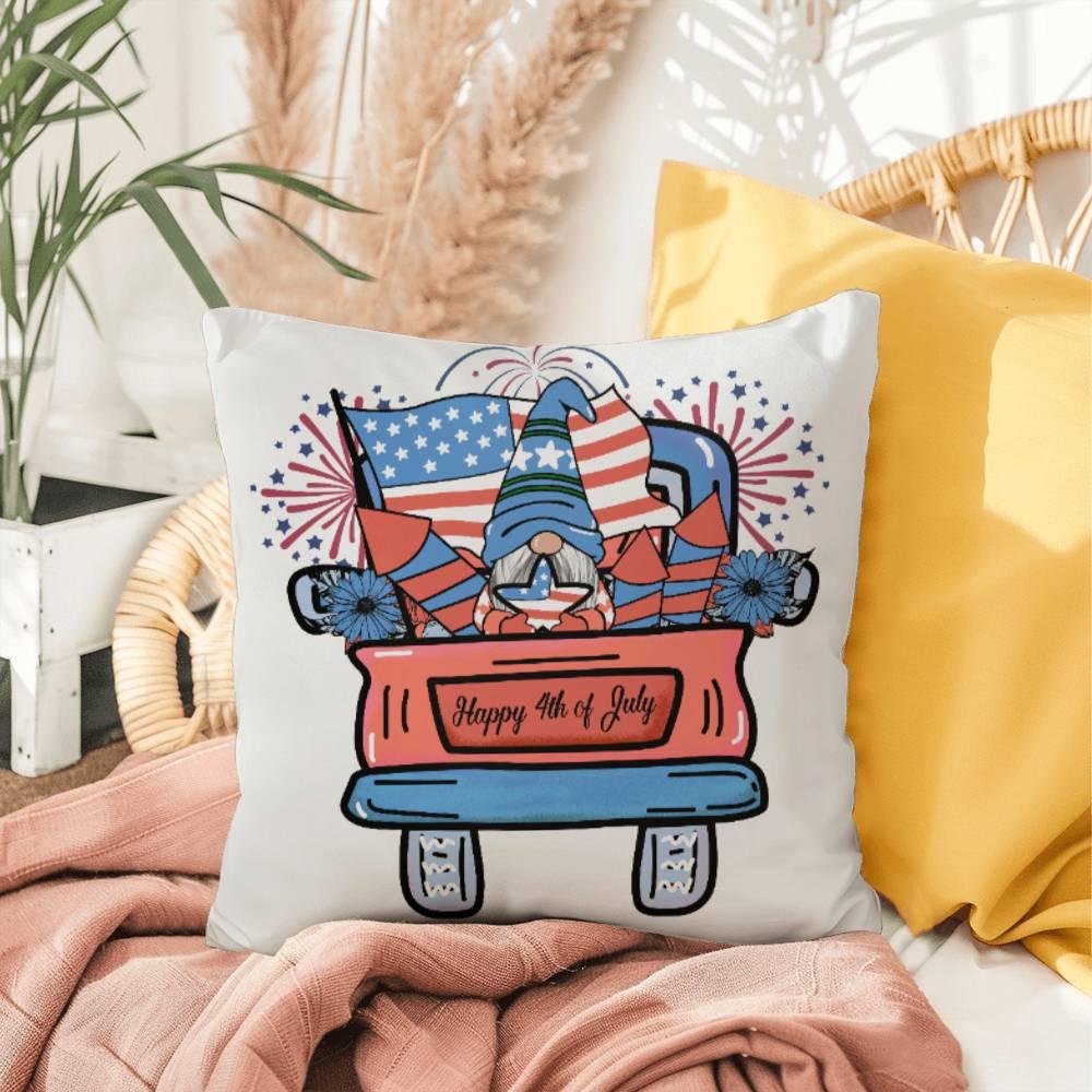 Fourth of July Gnome Parade Patriotic Indoor-Outdoor Pillow