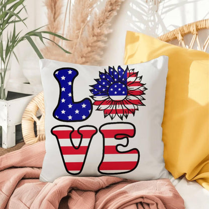 Red, White and Blue Love Patriotic Comfy Indoor-Outdoor Pillow