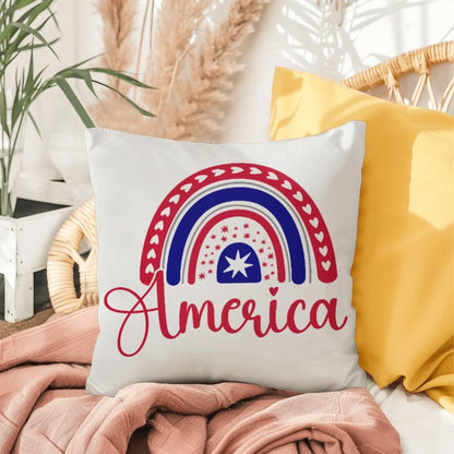 America Red White Blue Rainbow Patriotic Indoor-Outdoor Pillow