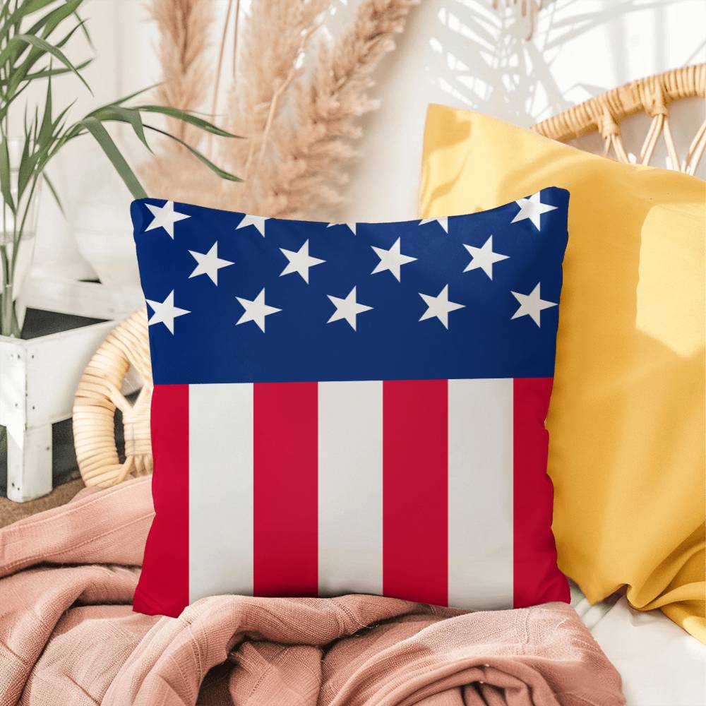 American Flag Patriotic Home Decor Indoor-Outdoor Polyester Printed Pillow