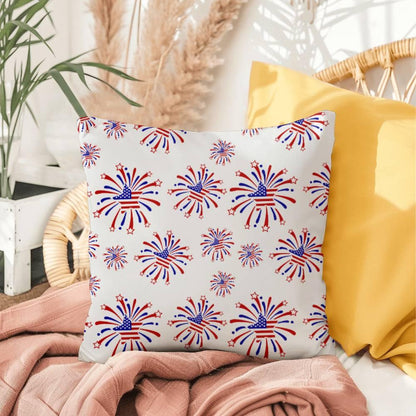 Star Red White and Blue Fireworks 4th of July Patriotic Indoor-Outdoor Pillow