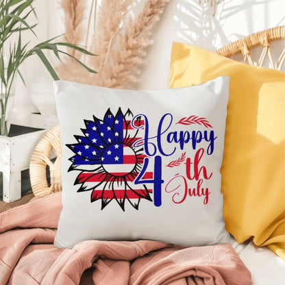 Happy 4th of July Sunflower Patriotic Comfy Indoor-Outdoor Pillow