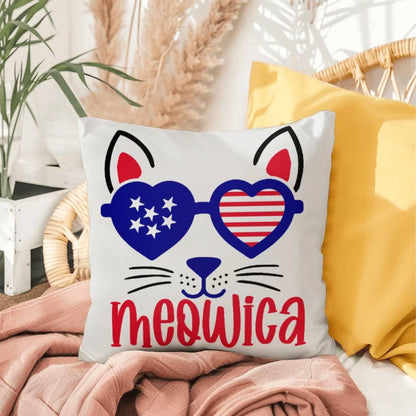 Mewoica Cat Patriotic Indoor-Outdoor Pillow