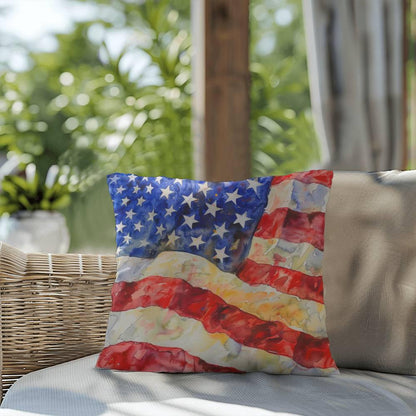 Old Glory American Flag Patriotic Indoor-Outdoor Home Decor Pillow