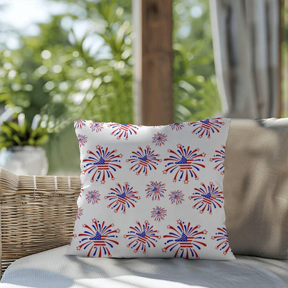 Star Red White and Blue Fireworks 4th of July Patriotic Indoor-Outdoor Pillow