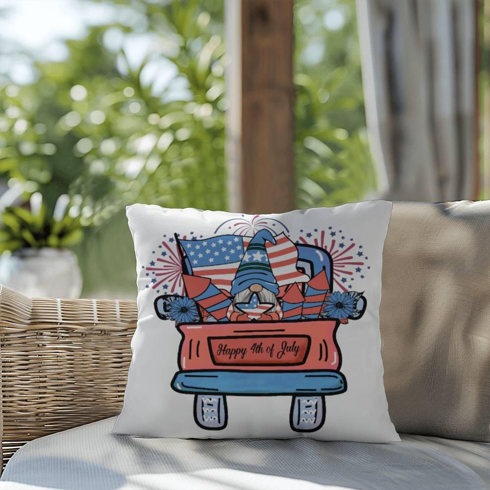 Fourth of July Gnome Parade Patriotic Indoor-Outdoor Pillow