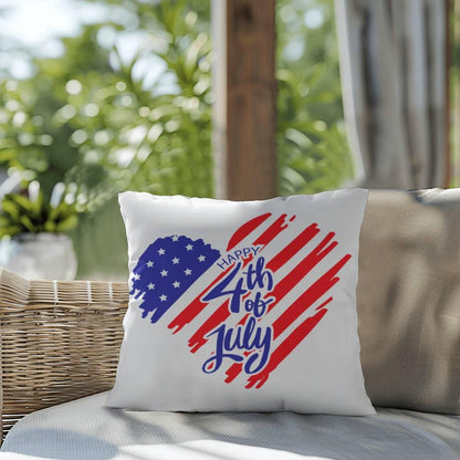 Happy 4th of July Patriotic Heart Comfy Indoor-Outdoor Pillow