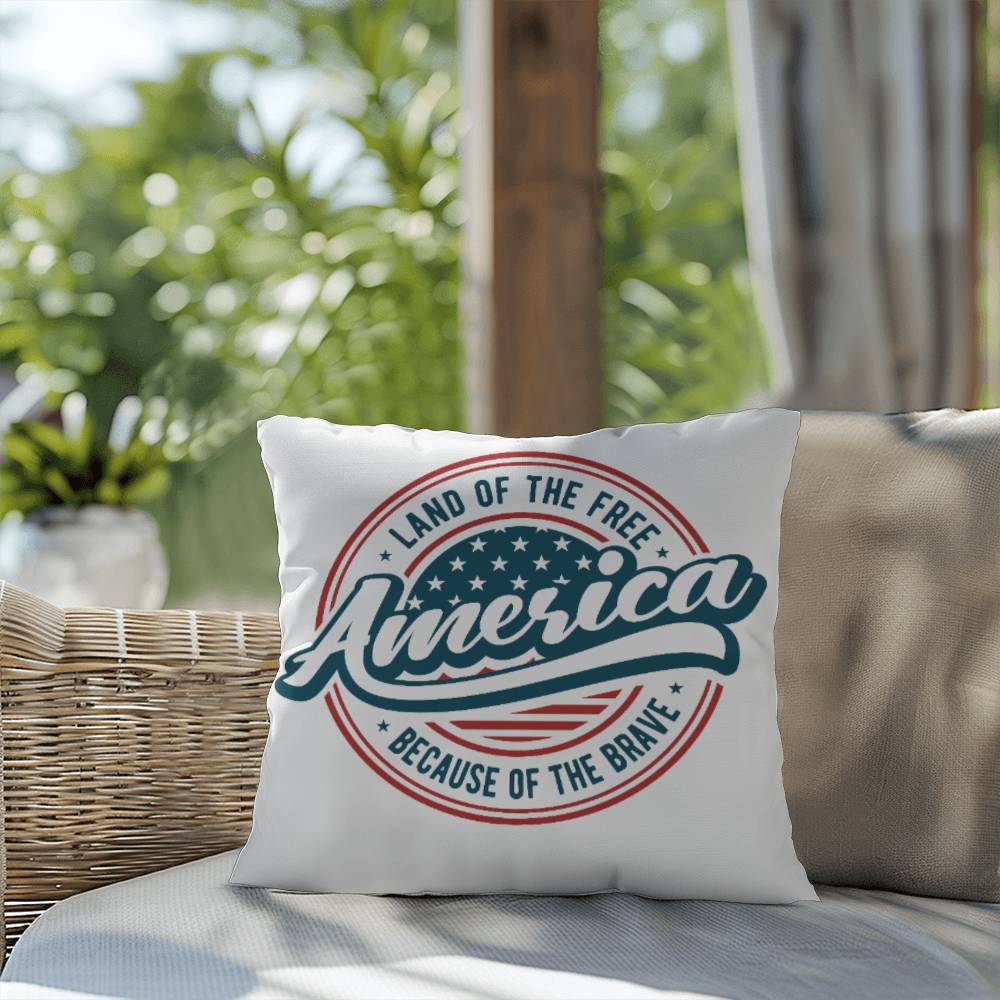 America Land of the Free Patriotic Indoor-Outdoor Pillow