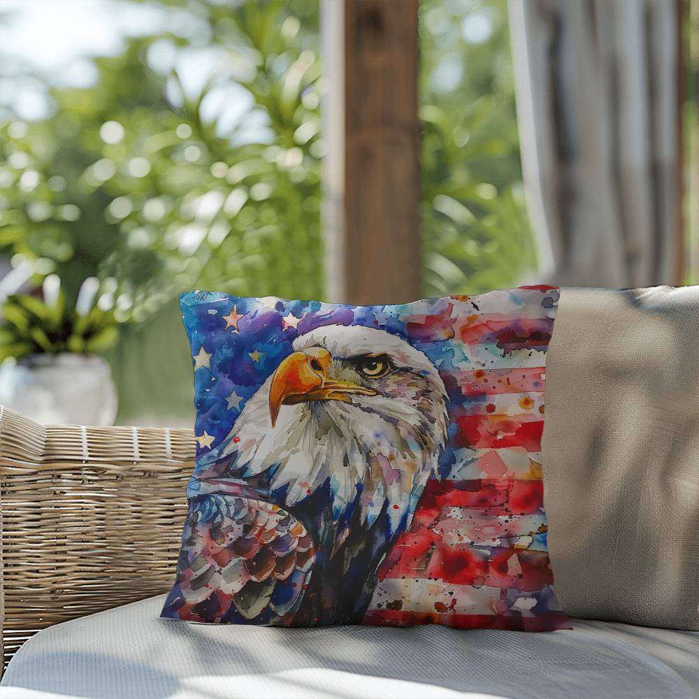 Eagle with American Flag Patriotic Indoor/Outdoor Pillow Decor