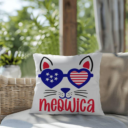 Mewoica Cat Patriotic Indoor-Outdoor Pillow