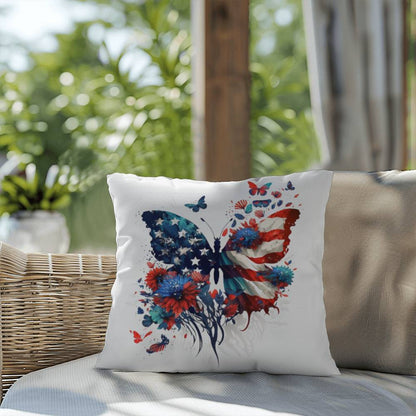 American Flag Patriotic Butterfly Indoor-Outdoor Pillow