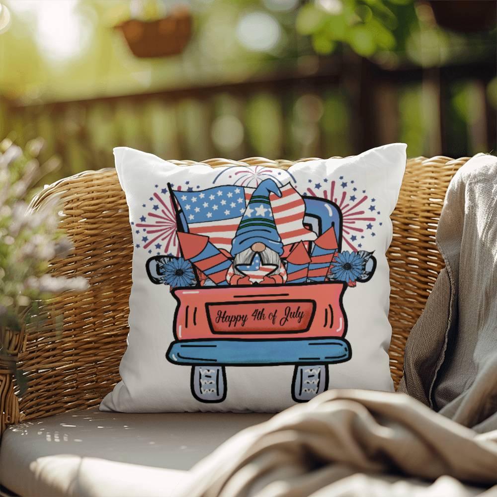 Fourth of July Gnome Parade Patriotic Indoor-Outdoor Pillow