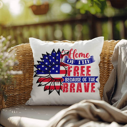 Home of the Free Because of the Brave Patriotic Indoor-Outdoor Pillow