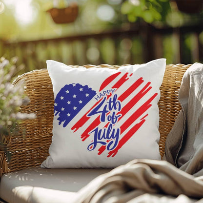 Happy 4th of July Patriotic Heart Comfy Indoor-Outdoor Pillow