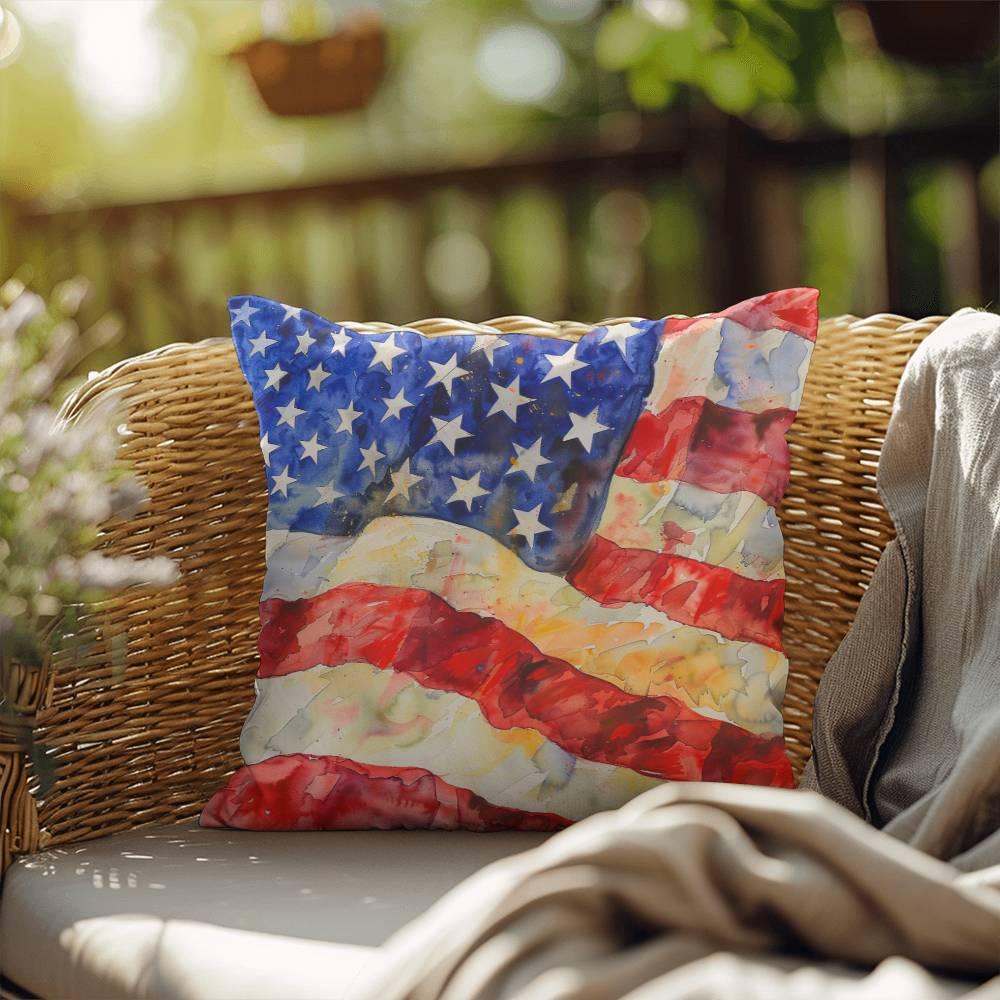 Old Glory American Flag Patriotic Indoor-Outdoor Home Decor Pillow