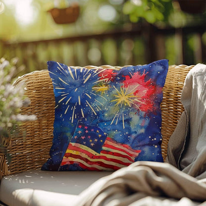 Fireworks Flag and Freedom Patriotic Indoor-Outdoor Home Decor Pillow