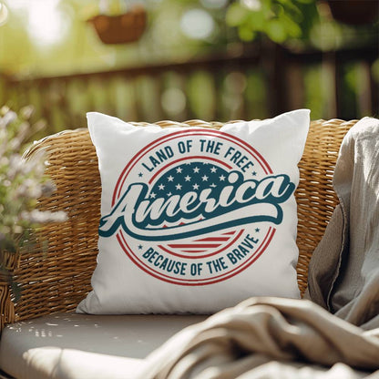 America Land of the Free Patriotic Indoor-Outdoor Pillow