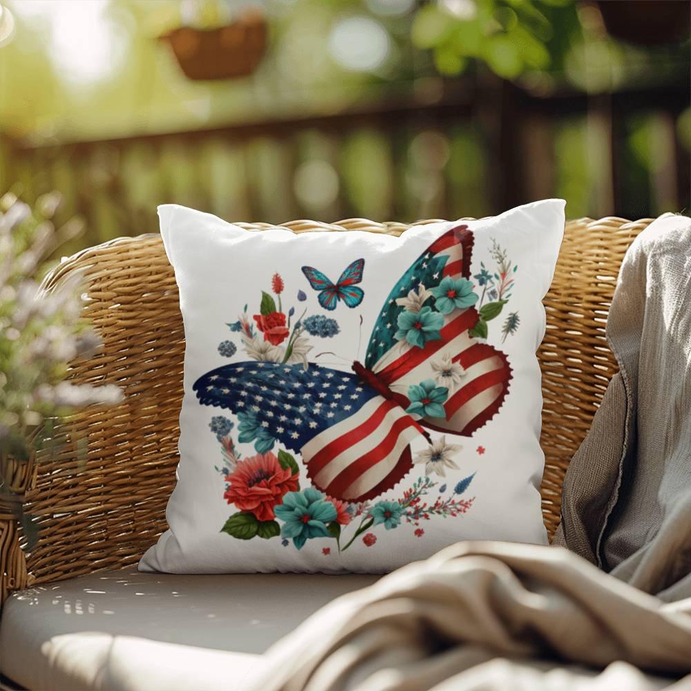 Butterfly Bouquet Patriotic Indoor-Outdoor Pillow