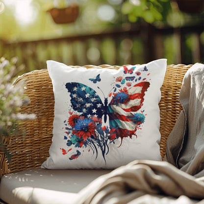 American Flag Patriotic Butterfly Indoor-Outdoor Pillow