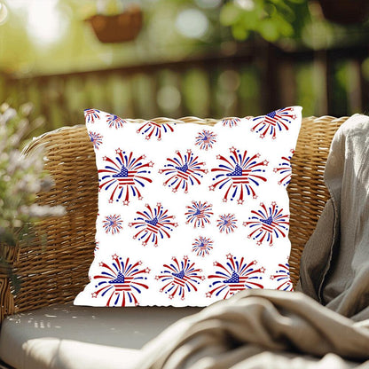 Star Red White and Blue Fireworks 4th of July Patriotic Indoor-Outdoor Pillow