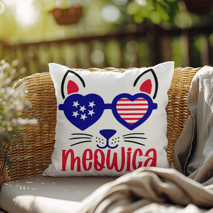 Mewoica Cat Patriotic Indoor-Outdoor Pillow