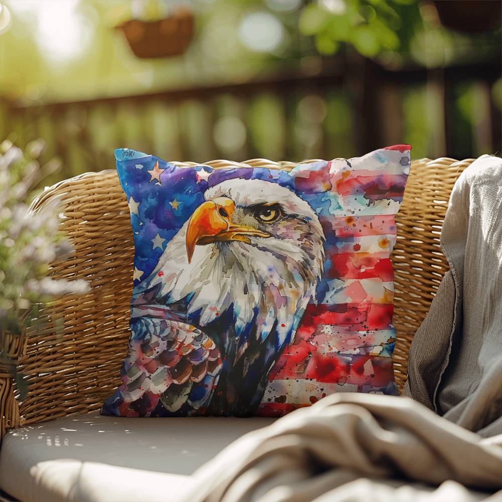 Eagle with American Flag Patriotic Indoor/Outdoor Pillow Decor