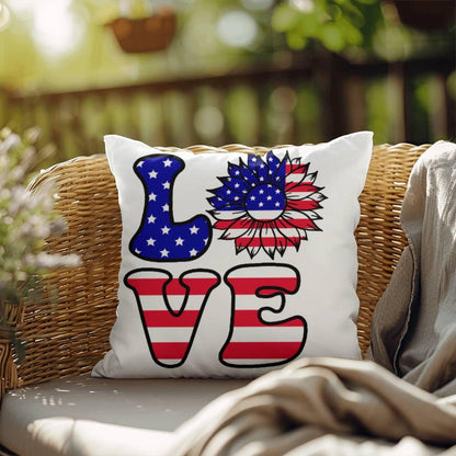 Red, White and Blue Love Patriotic Comfy Indoor-Outdoor Pillow