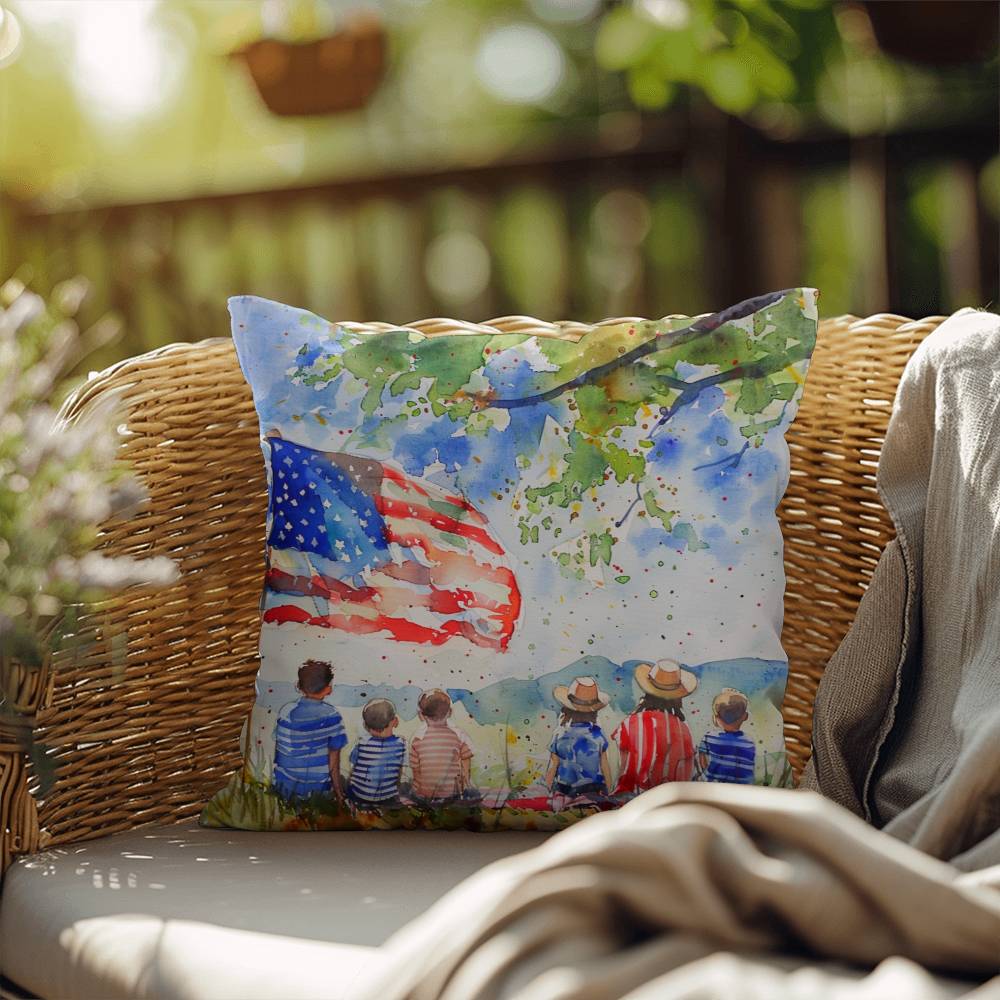 Patriotic Home Decor Waiting for Fireworks Fourth of July Indoor-Outdoor Pillow