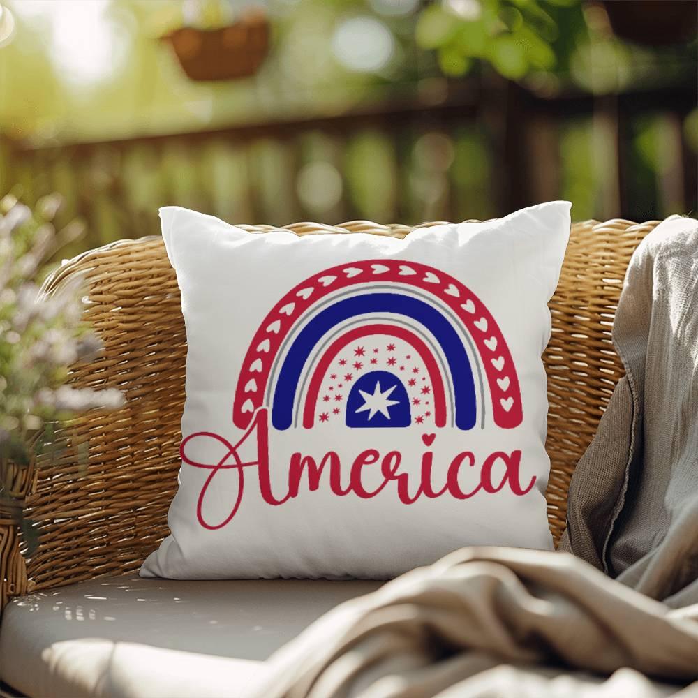 America Red White Blue Rainbow Patriotic Indoor-Outdoor Pillow