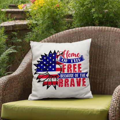 Home of the Free Because of the Brave Patriotic Indoor-Outdoor Pillow