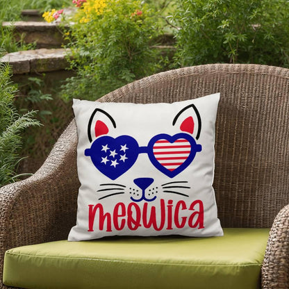 Mewoica Cat Patriotic Indoor-Outdoor Pillow