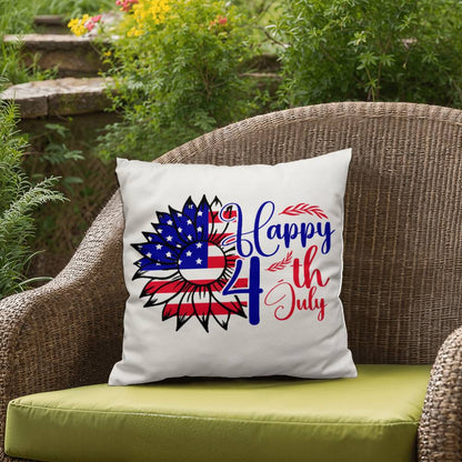 Happy 4th of July Sunflower Patriotic Indoor-Outdoor Pillow