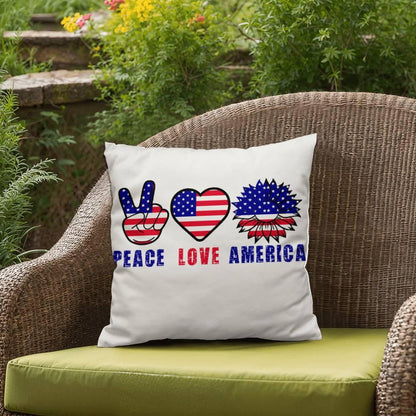 Peace Love America Patriotic Indoor-Outdoor Pillow