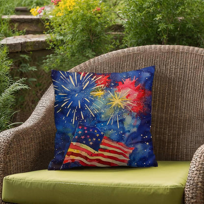 Fireworks Flag and Freedom Patriotic Indoor-Outdoor Home Decor Pillow