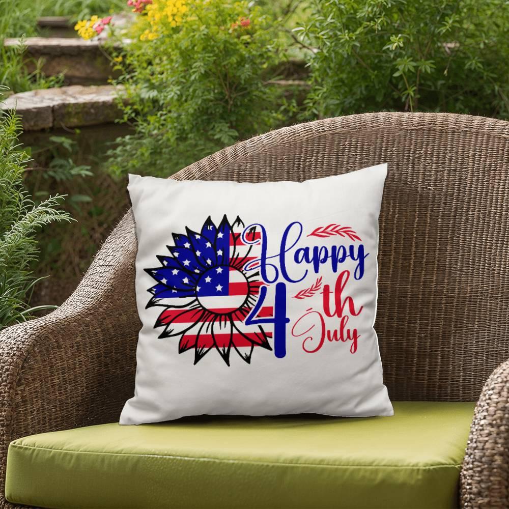 Happy 4th of July Sunflower Patriotic Comfy Indoor-Outdoor Pillow