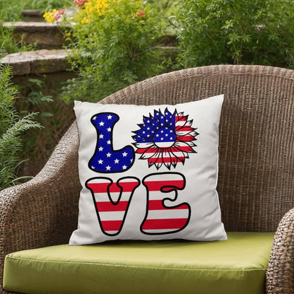 Red, White and Blue Love Patriotic Comfy Indoor-Outdoor Pillow