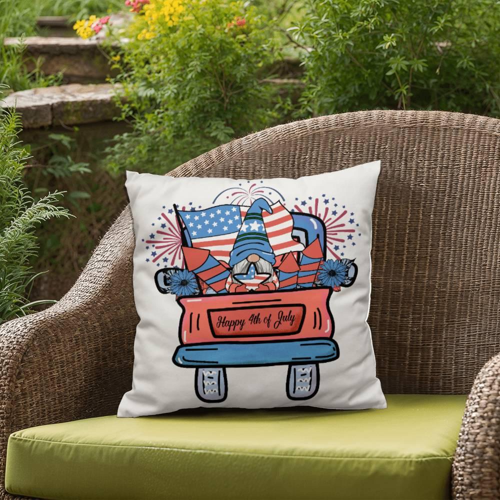 Fourth of July Gnome Parade Patriotic Indoor-Outdoor Pillow