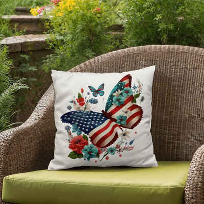 Butterfly Bouquet Patriotic Indoor-Outdoor Pillow