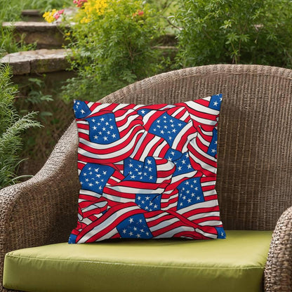 Patriotic American Flags Indoor-Outdoor Printed Pillow